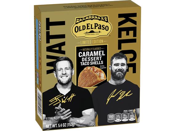 Old El Paso scores big with its new Caramel Dessert Taco Shells and launches with limited-edition packaging featuring J.J. Watt and Jason Kelce.